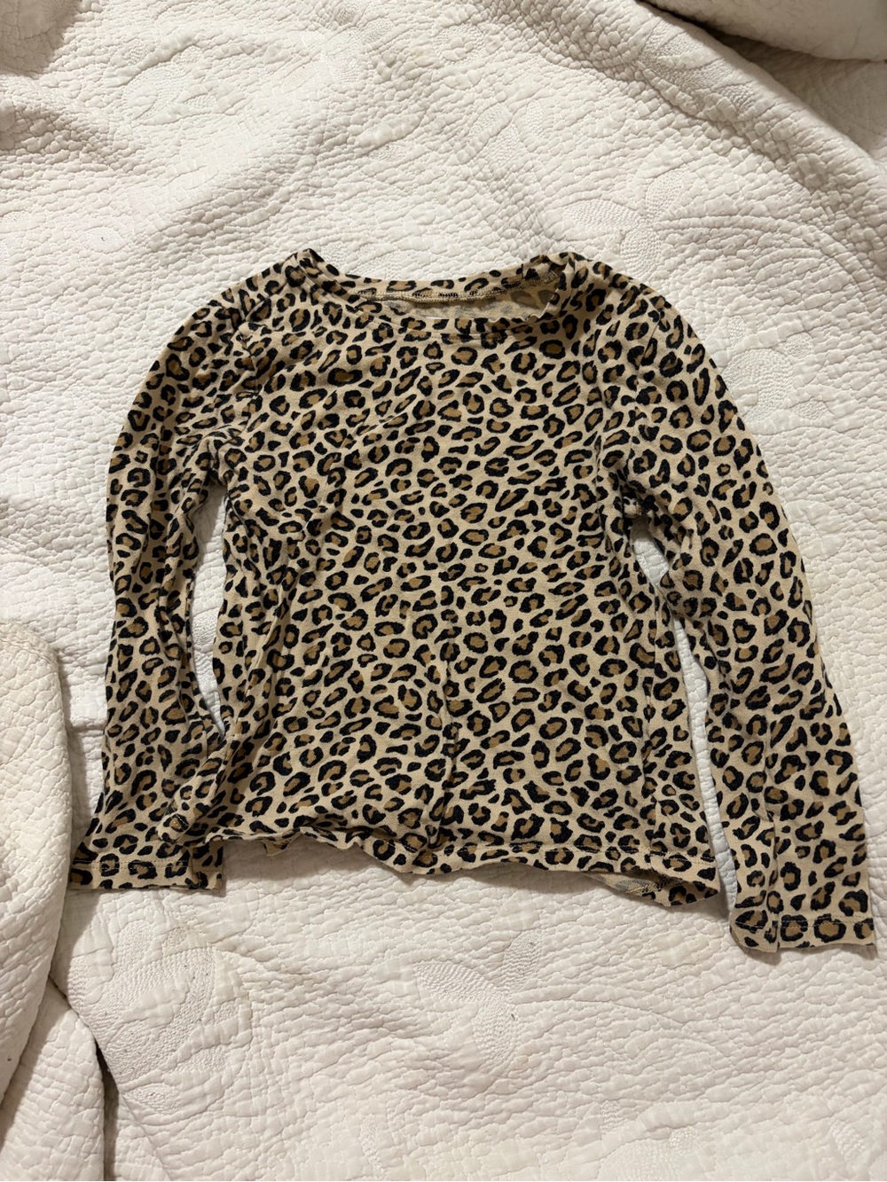 Girls size 5T Old Navy Leopard Print Long-Sleeve Top - Beige/Black